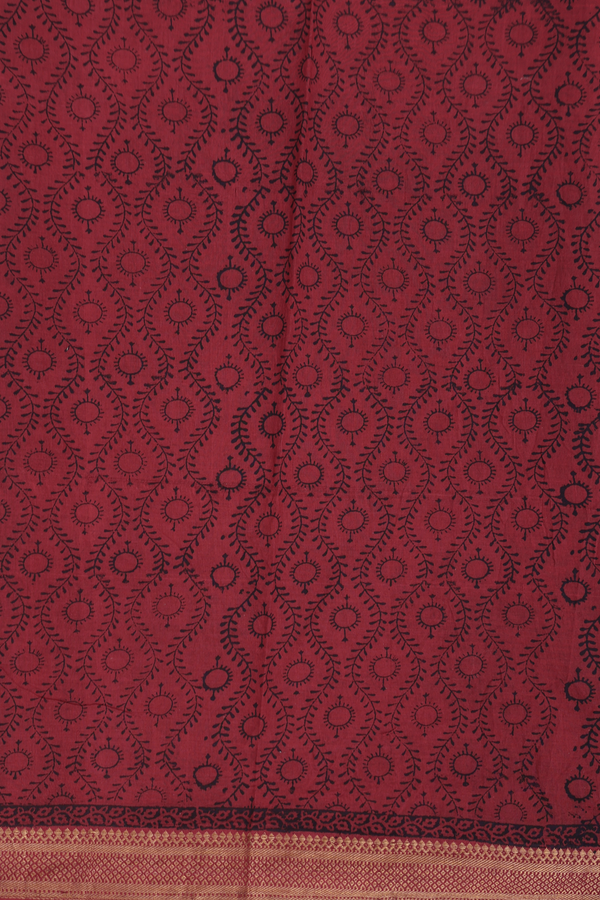 Printed Mangalagiri Cotton Saree In Red With Floral Design