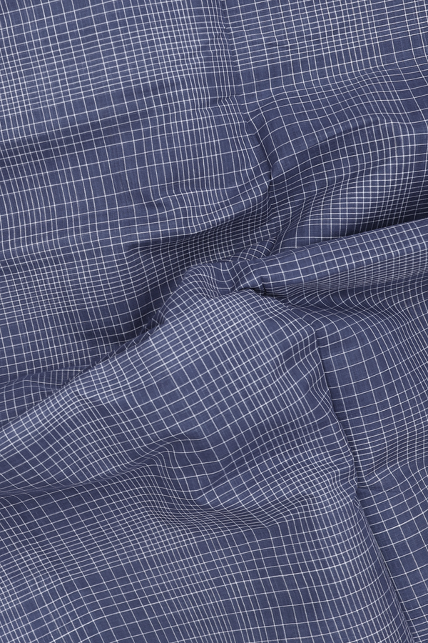 Mangalagiri Cotton Saree In Capri Blue With Checks Design