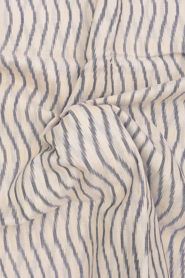 Pochampally Cotton Saree In Ivory With Chevron Design
