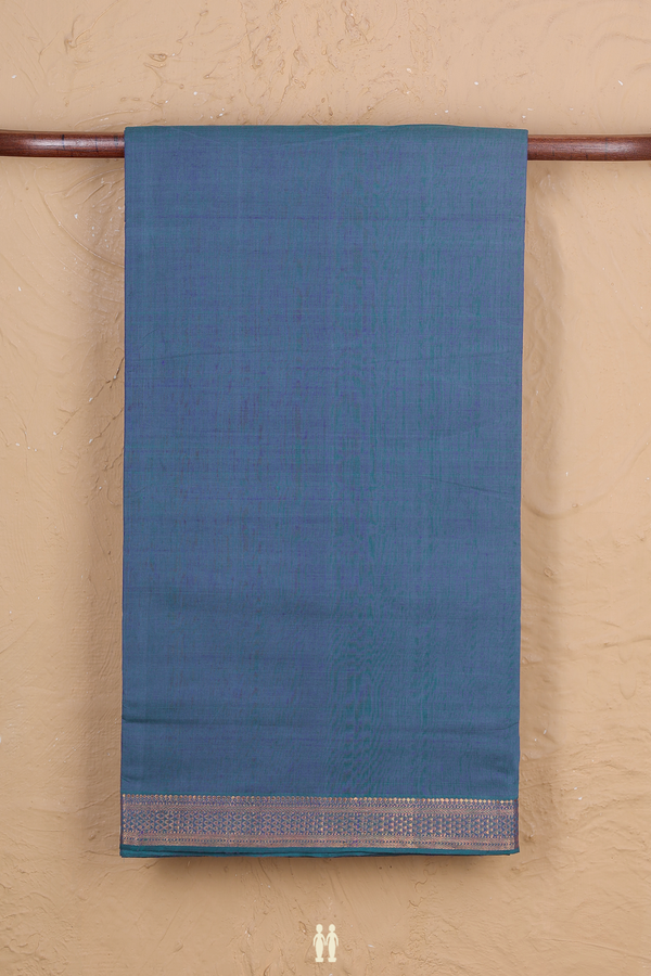 Mangalagiri Cotton Saree In Capri Blue With Zari Border