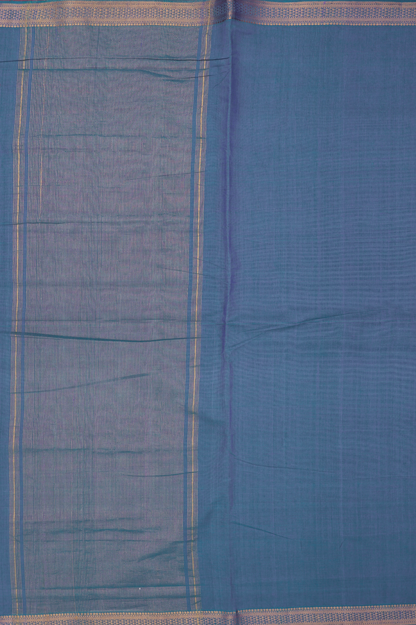 Mangalagiri Cotton Saree In Capri Blue With Zari Border