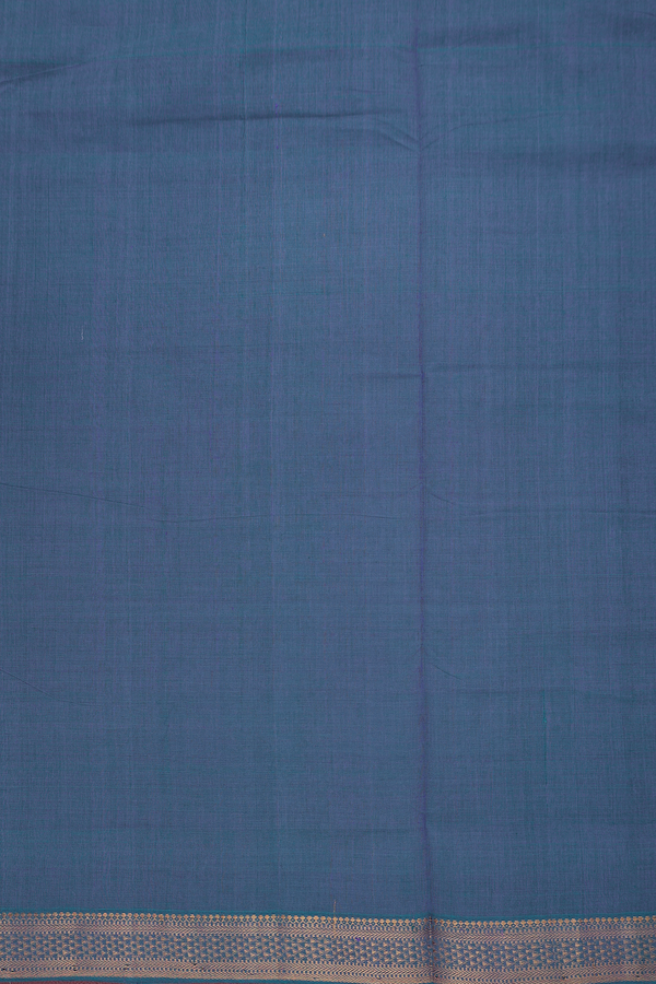 Mangalagiri Cotton Saree In Capri Blue With Zari Border