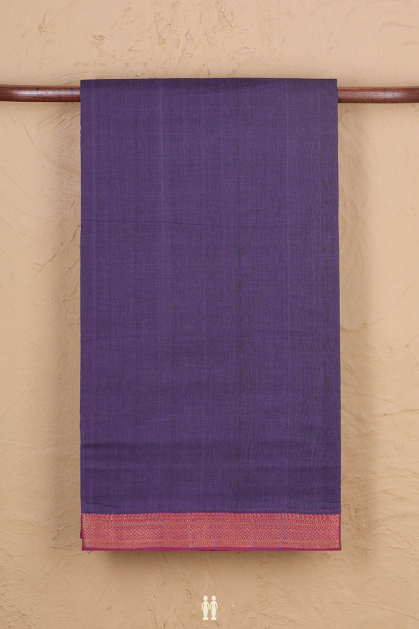 Mangalagiri Cotton Saree In Deep Purple With Contrast Border