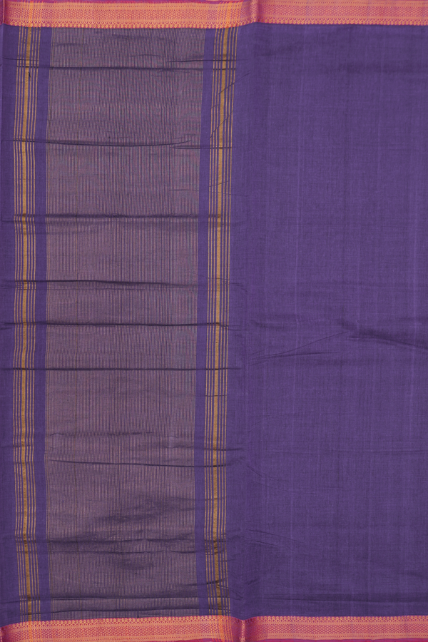 Mangalagiri Cotton Saree In Deep Purple With Contrast Border
