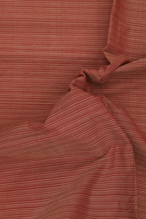 Mangalagiri Cotton Saree In Rust Red With Stripes Design