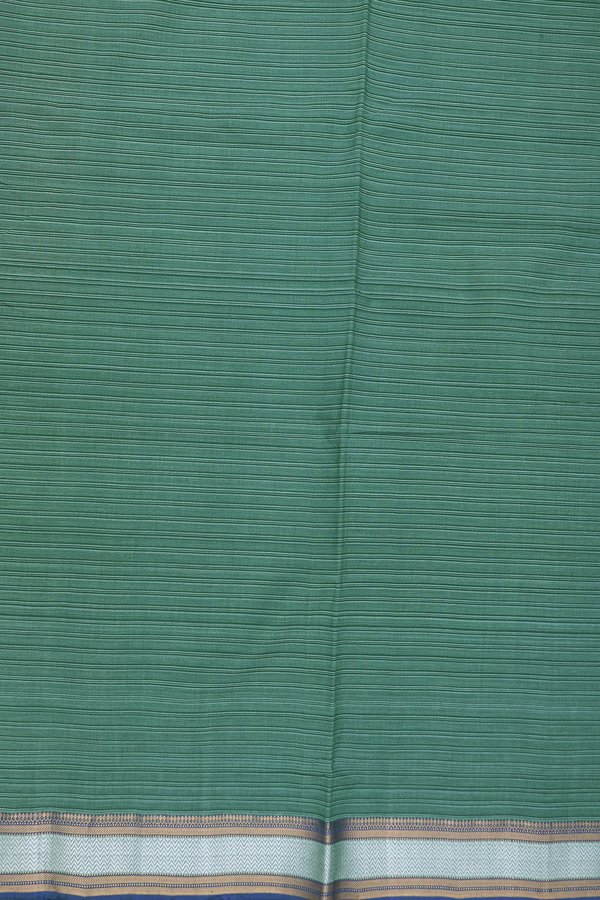 Mangalagiri Cotton Saree In Forest Green With Stripes Design