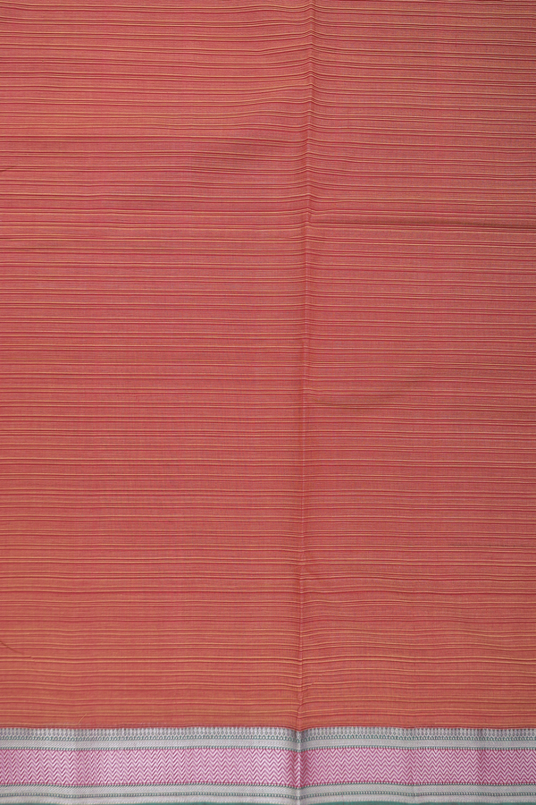 Mangalagiri Cotton Saree In Rust Red With Stripes Design