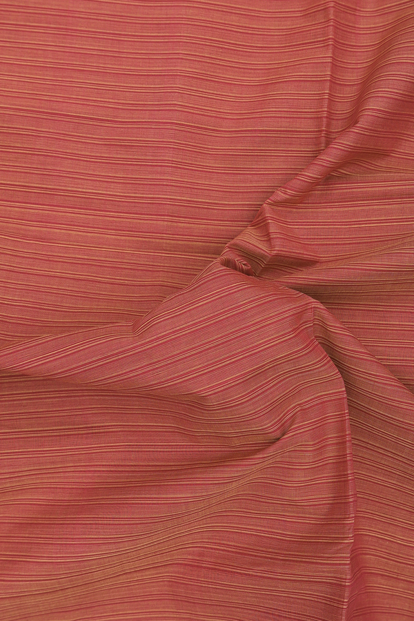 Mangalagiri Cotton Saree In Rust Red With Stripes Design