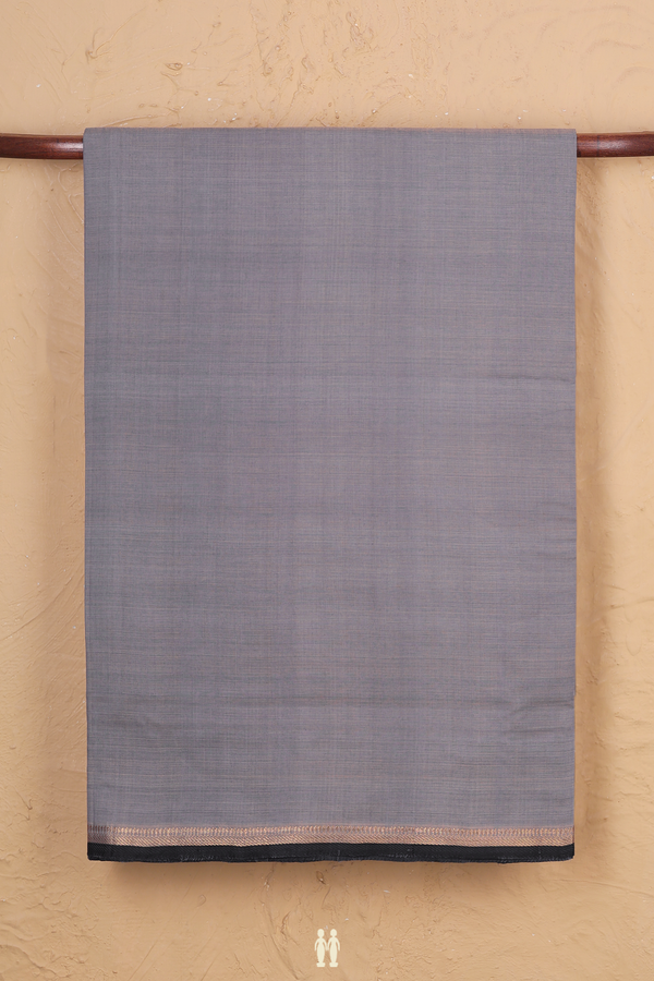 Mangalagiri Cotton Saree In Grey With Zari Border