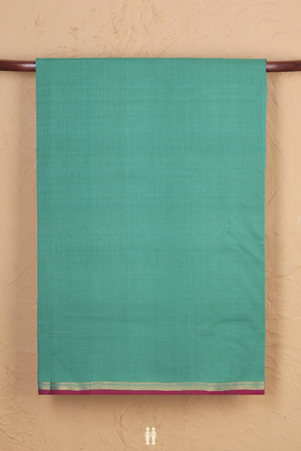 Mangalagiri Cotton Saree In Sea Green Zari Border