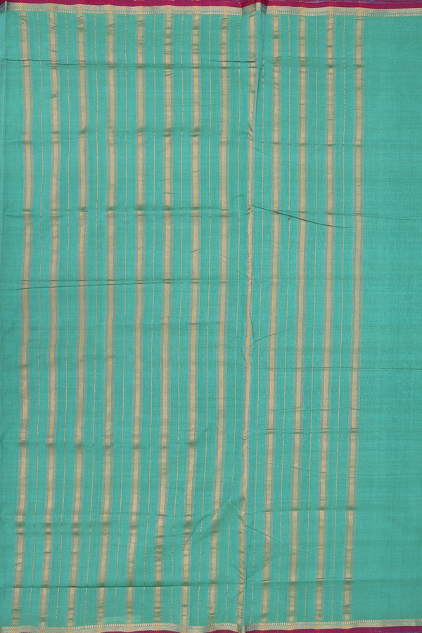 Mangalagiri Cotton Saree In Sea Green Zari Border