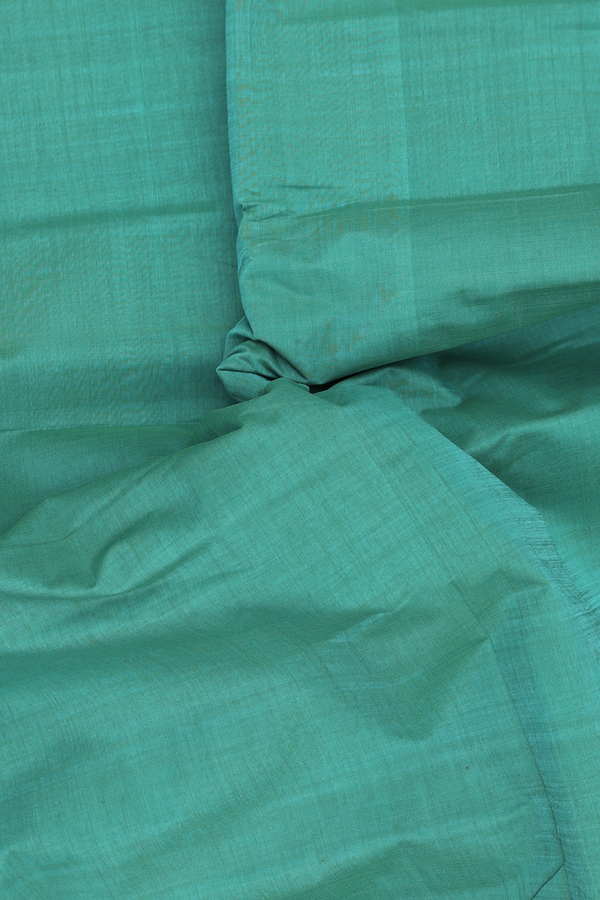 Mangalagiri Cotton Saree In Sea Green Zari Border