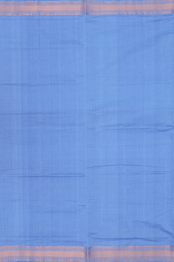 Mangalagiri Cotton Saree In Cornflower Blue With Zari Border