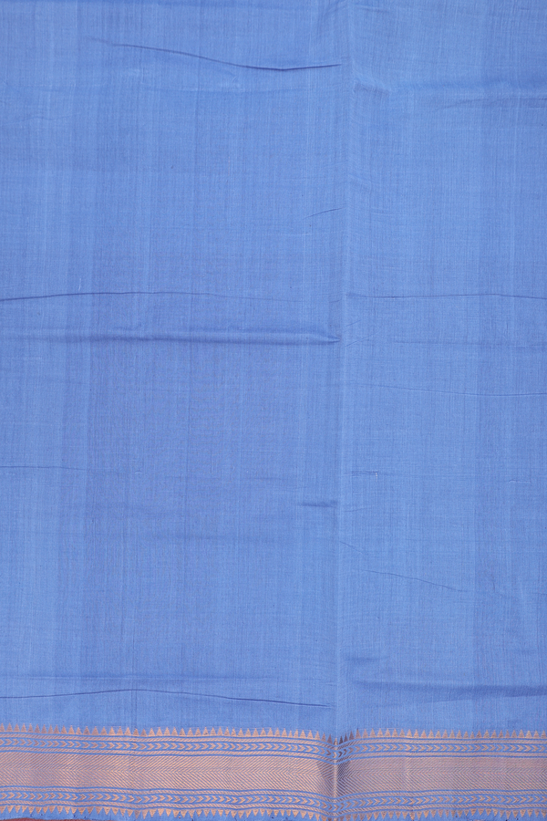 Mangalagiri Cotton Saree In Cornflower Blue With Zari Border