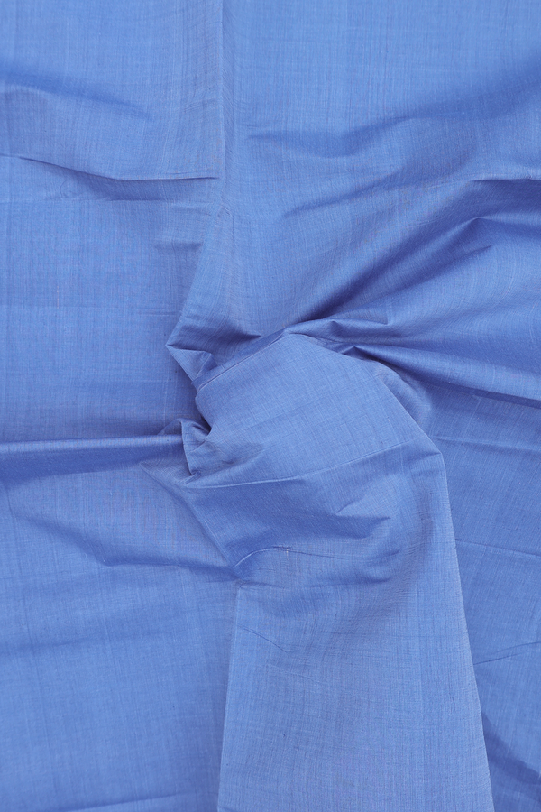 Mangalagiri Cotton Saree In Cornflower Blue With Zari Border
