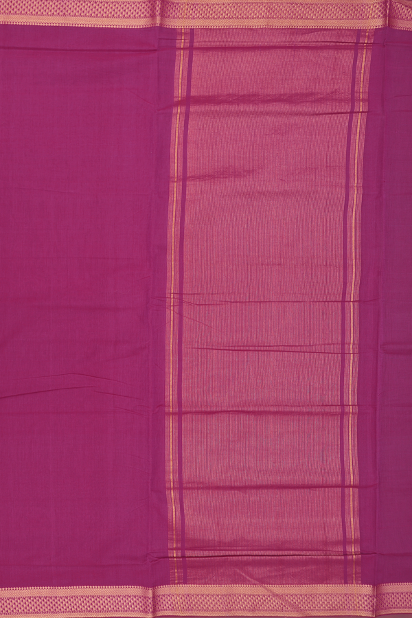 Mangalagiri Cotton Saree In Berry Purple With Zari Border