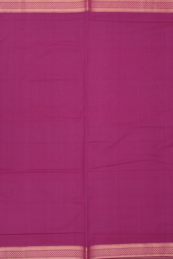 Mangalagiri Cotton Saree In Berry Purple With Zari Border