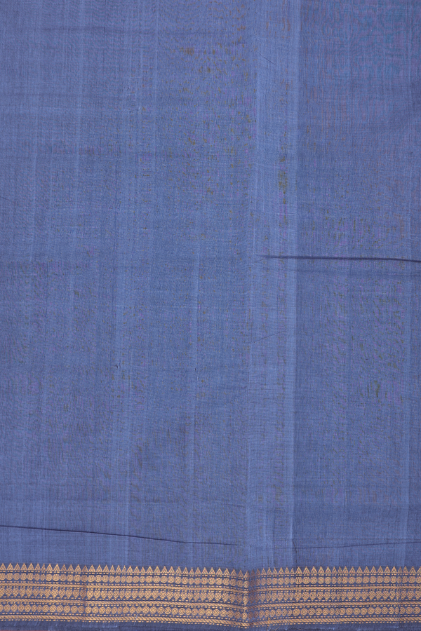 Mangalagiri Cotton Saree In Steel Blue With Zari Border