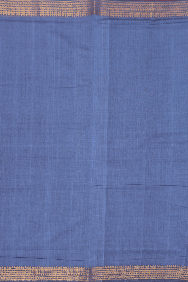 Mangalagiri Cotton Saree In Steel Blue With Zari Border