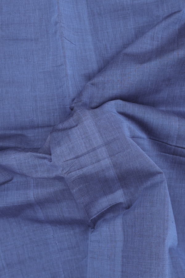 Mangalagiri Cotton Saree In Steel Blue With Zari Border