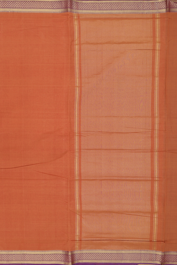 Mangalagiri Cotton Saree In Rust Orange With Contrast Border