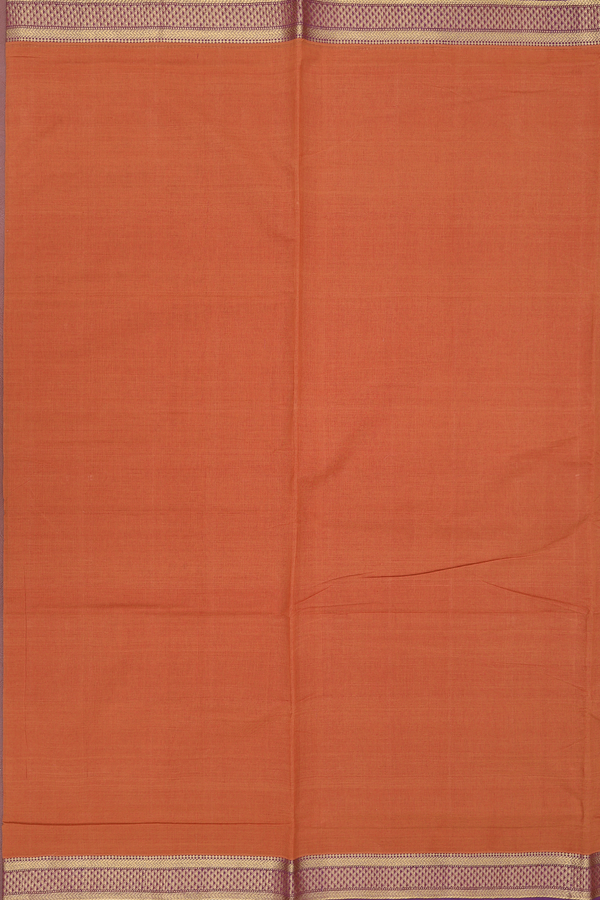 Mangalagiri Cotton Saree In Rust Orange With Contrast Border