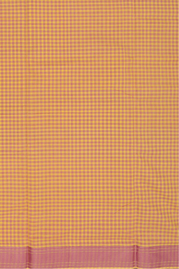 Mangalagiri Cotton Saree In Yellow With Checks Design