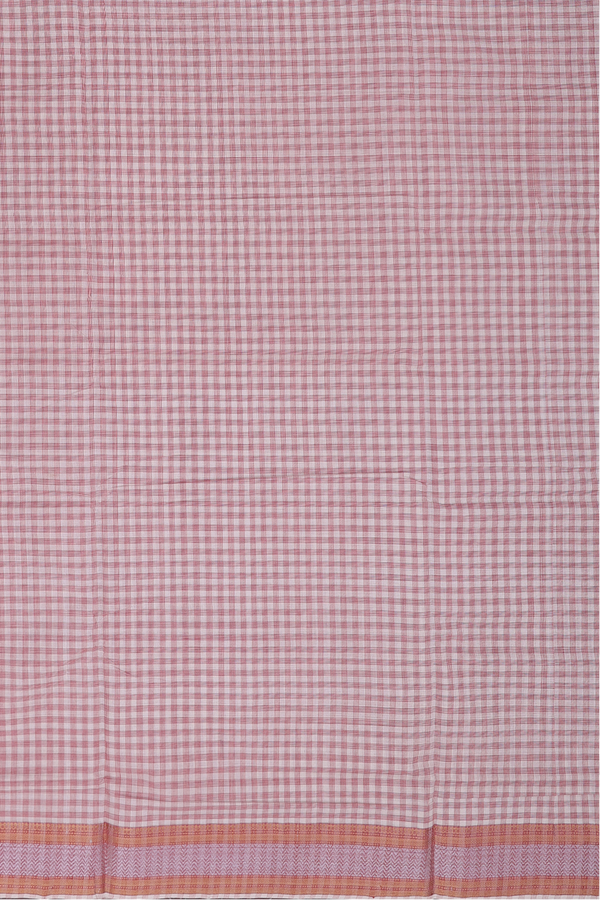 Mangalagiri Cotton Saree In Off White With Checks Design