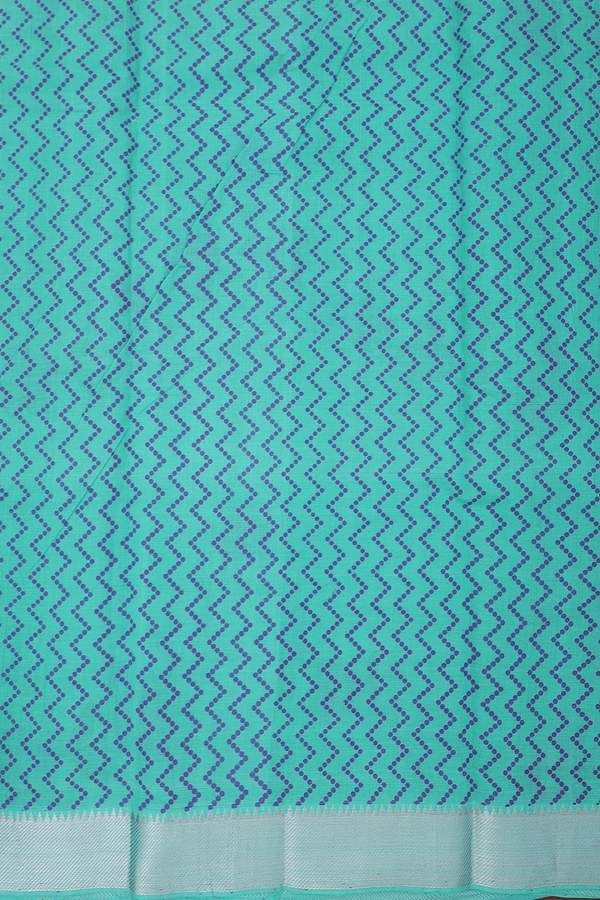 Mangalagiri Cotton Saree In Tiffany Blue With Floral Design