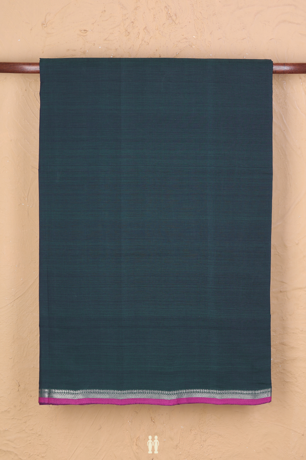 Mangalagiri Cotton Saree In Midnight Green With Zari Border
