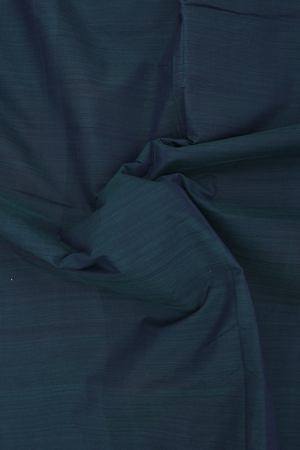 Mangalagiri Cotton Saree In Midnight Green With Zari Border