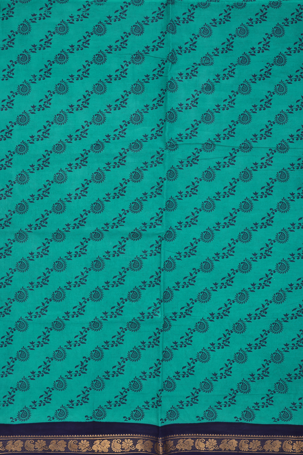 Sungudi Cotton Saree In Green With Floral Design