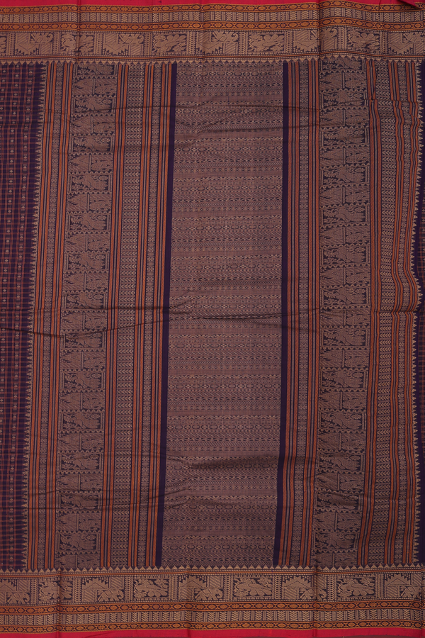 Chettinadu Cotton Saree In Purple With Checks Design