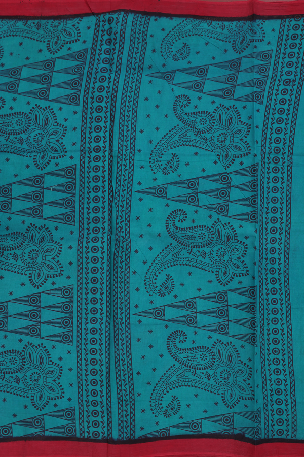 Sungudi Cotton Saree In Pine Green With Allover Buttas