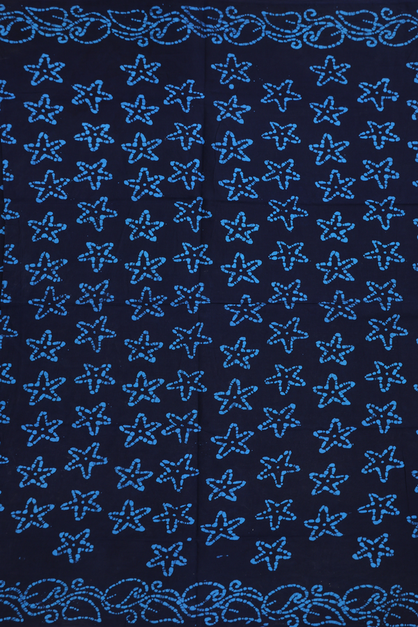 Sungudi Cotton Saree In Navy Blue With Star Buttas