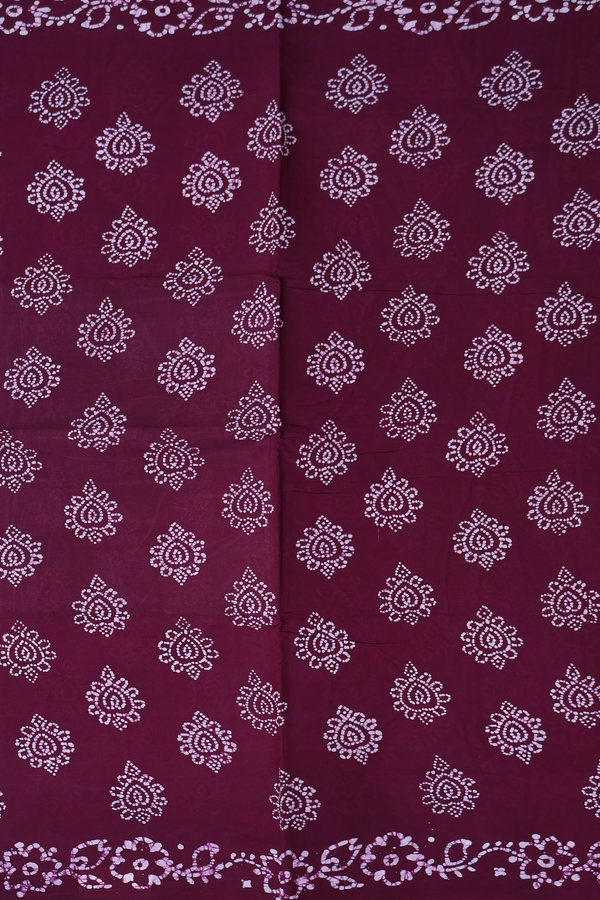 Sungudi Cotton Saree In Plum Brown With Printed Design