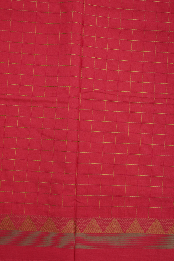 Handloom Cotton Saree In Spiced Orange With Checks Design