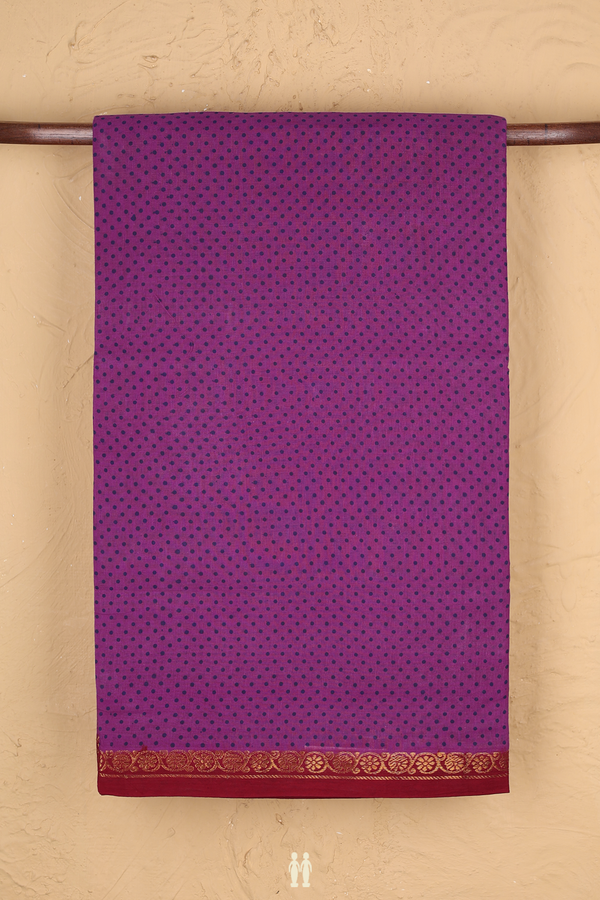 Sungudi Cotton Saree In Grape Purple With Printed Buttis
