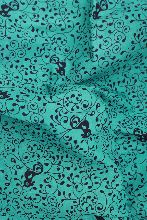 Sungudi Cotton Saree In Green With Printed Design