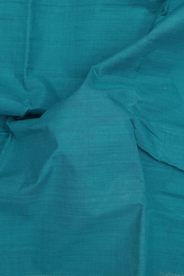 Chettinadu Cotton Saree In Peacock Blue With Zari Border
