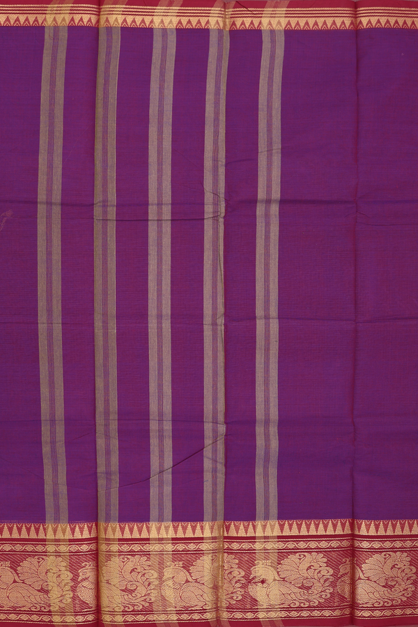 Chettinadu Cotton Saree In Grape Purple With Contrast Border