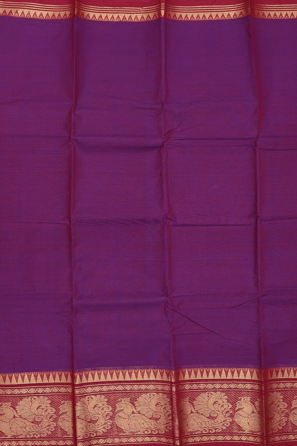 Chettinadu Cotton Saree In Grape Purple With Contrast Border