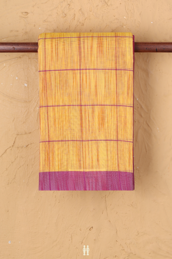 Chettinadu Cotton Saree In Yellow With Checks Design