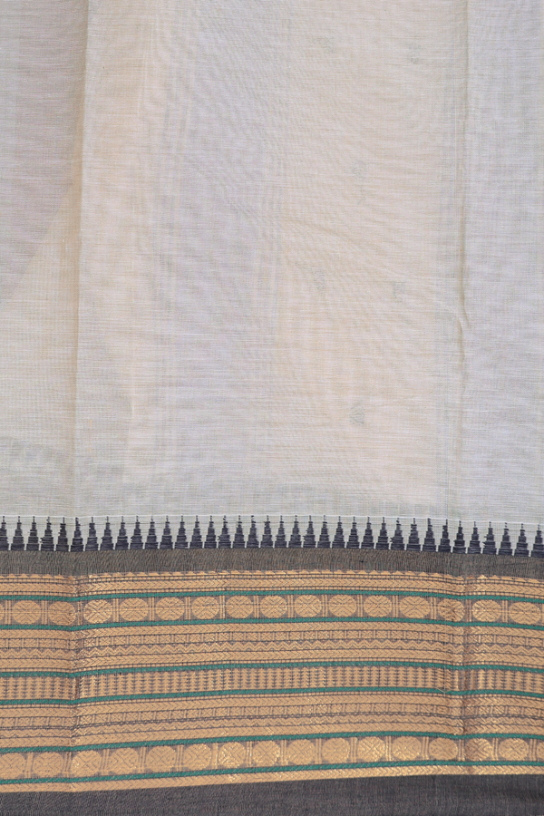 Chettinadu Cotton Saree In Beige With Threadwork Buttas