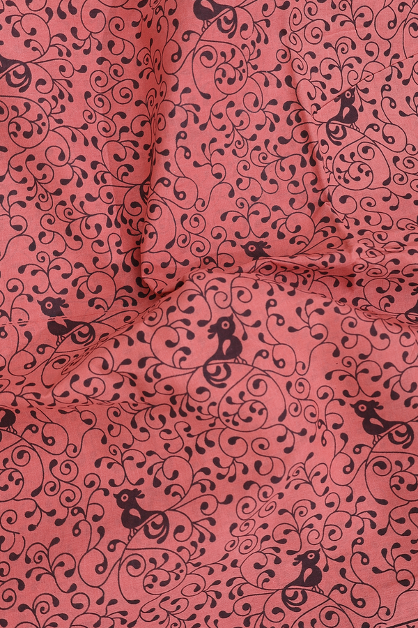 Sungudi Cotton Saree In Dusty Red With Allover Design