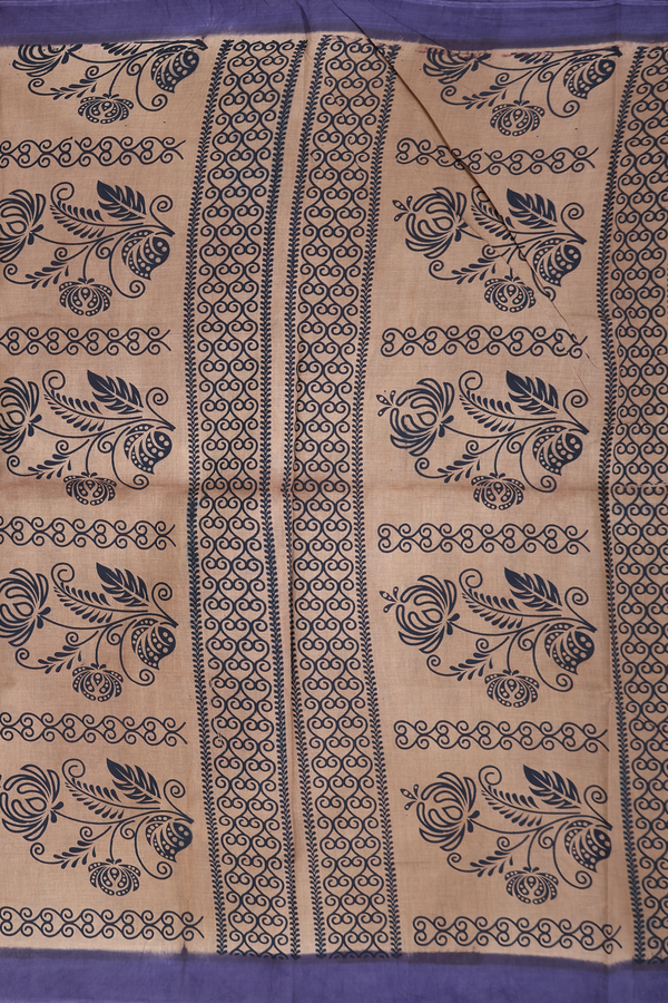 Sungudi Cotton Saree In Brown With Printed Design
