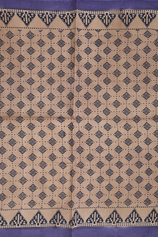 Sungudi Cotton Saree In Brown With Printed Design