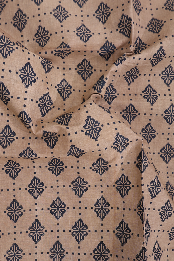 Sungudi Cotton Saree In Brown With Printed Design