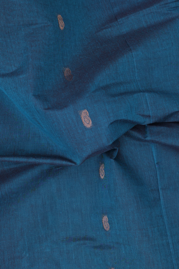 Venkatagiri Cotton Saree In Capri Blue With Paisley Buttas