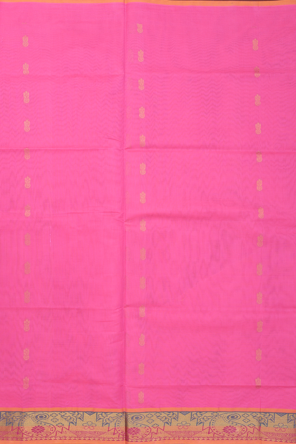 Venkatagiri Cotton Saree In Pink With Floral Buttas